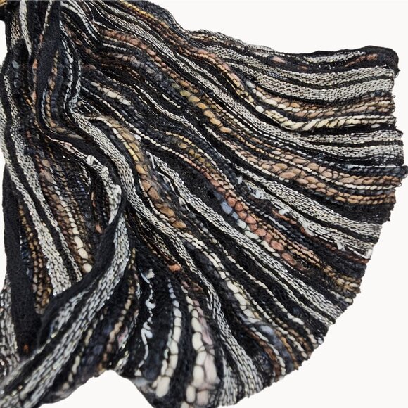 Women's One Size Metallic Black/Grey/White Infinity Wrap Wool‎ Scarf Whimsigoth - Picture 8 of 13
